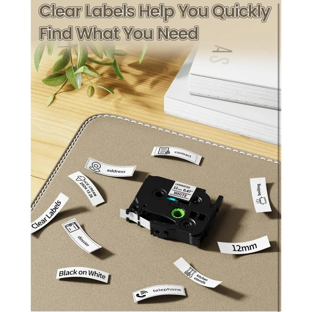 Replacement Brother Label Maker Tape 12mm 0.47 White Tze-231 TZ Laminated 6-Pack
